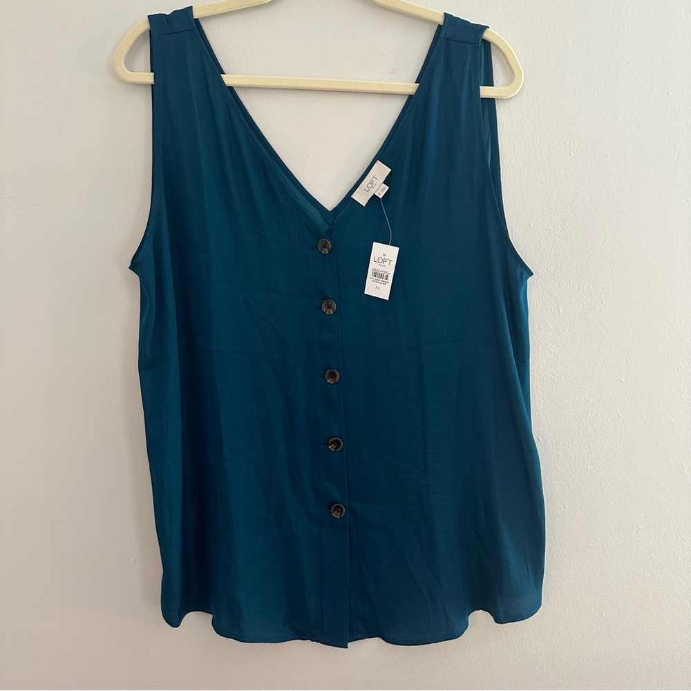 NWT LOFT Teal Button Down Tank Top